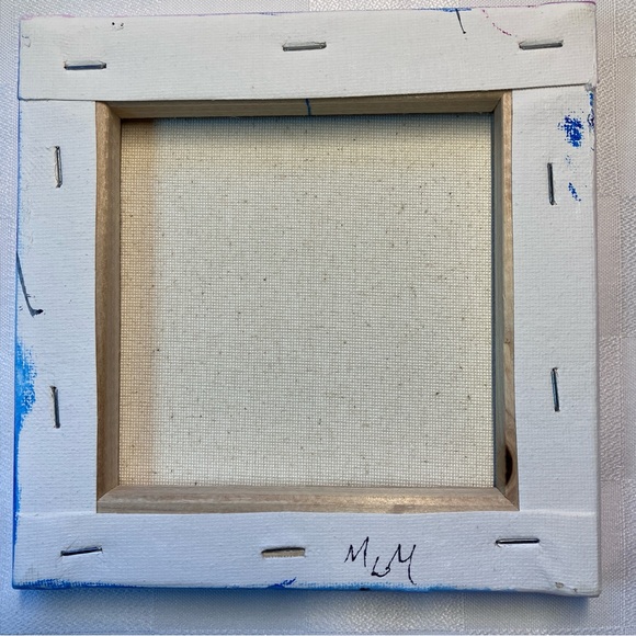 Original Abstract Calligraphy Butterfly Inspired Acrylic Pink Mini Painting, 6x6 - Picture 8 of 9